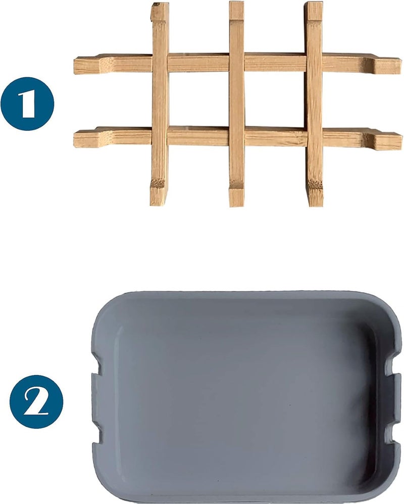 Aoheuo Modern Bamboo Fiber soap Holder and soap Dish Combination (Removable), Gray, 5.12 Long by 3 Wide, 0.98 inches high, Used in Kitchens, bathrooms, and bar Sinks - Image 5